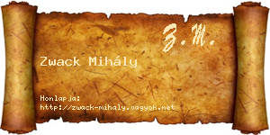 Zwack Mihály névjegykártya